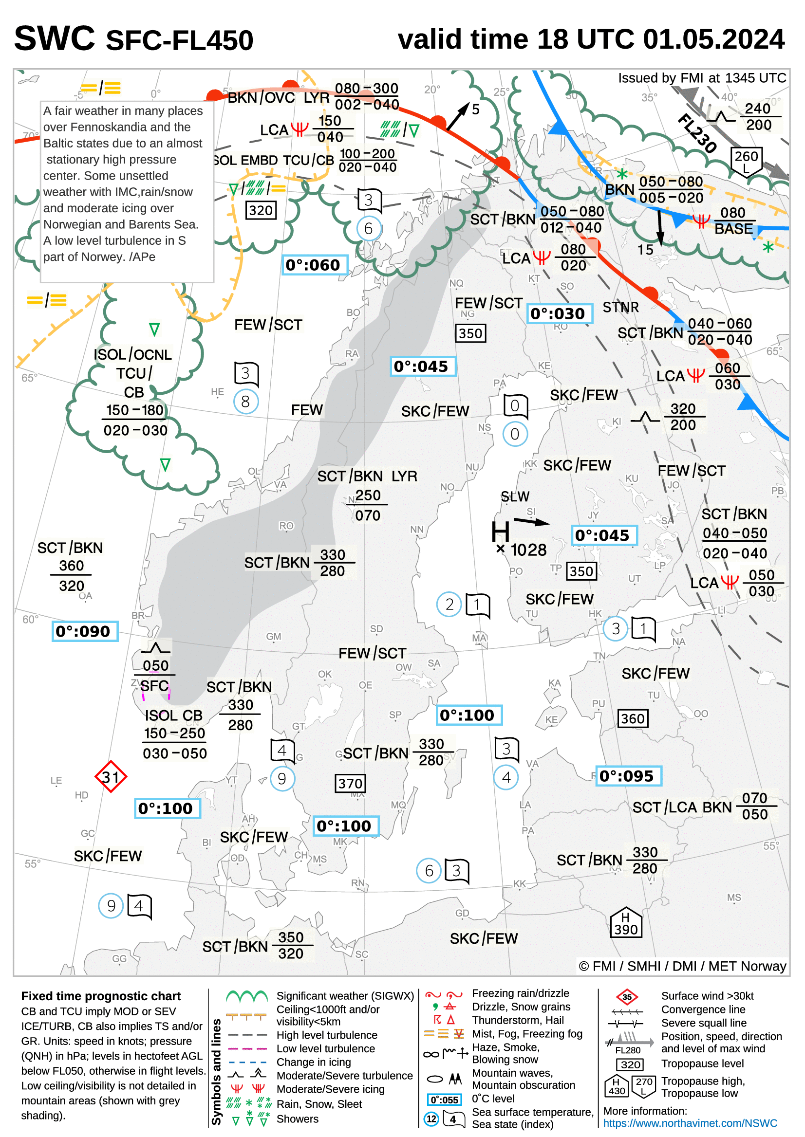 Significant Weather Chart for Scandinavia