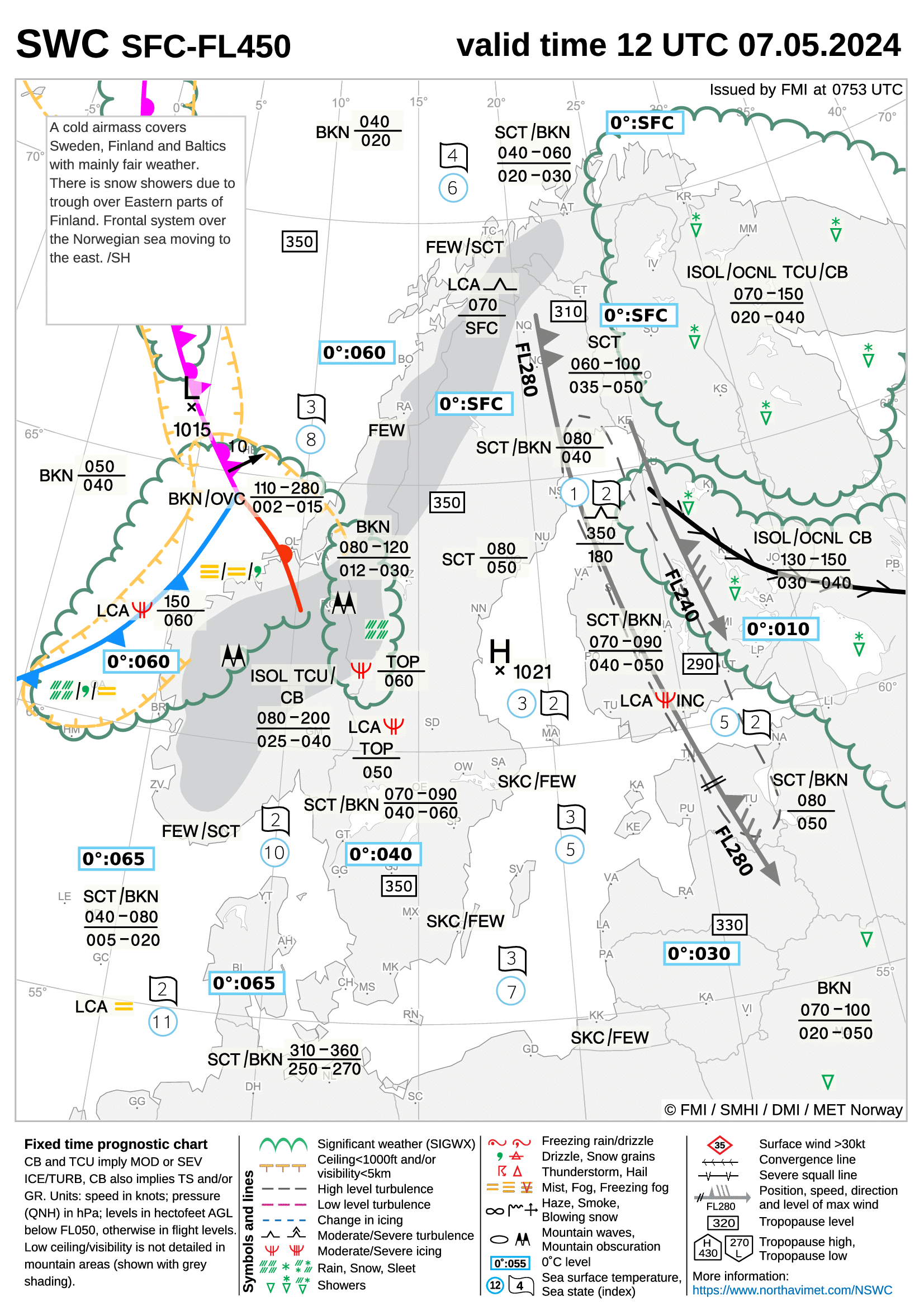 Significant Weather Chart for Scandinavia