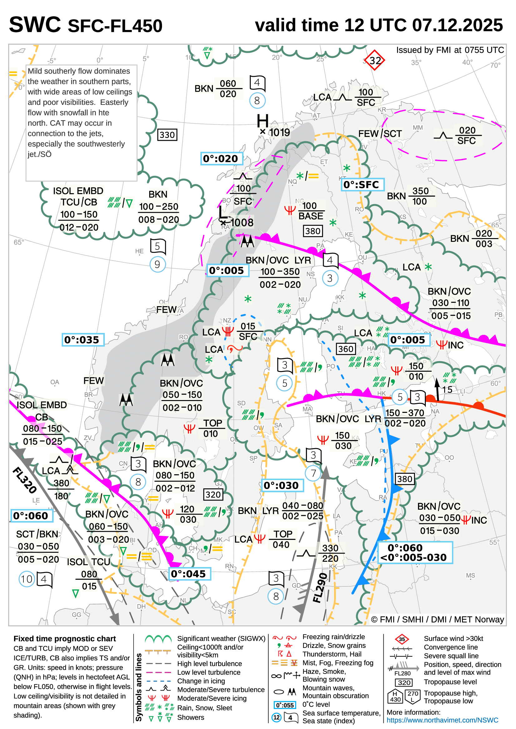 Significant Weather Chart for Scandinavia