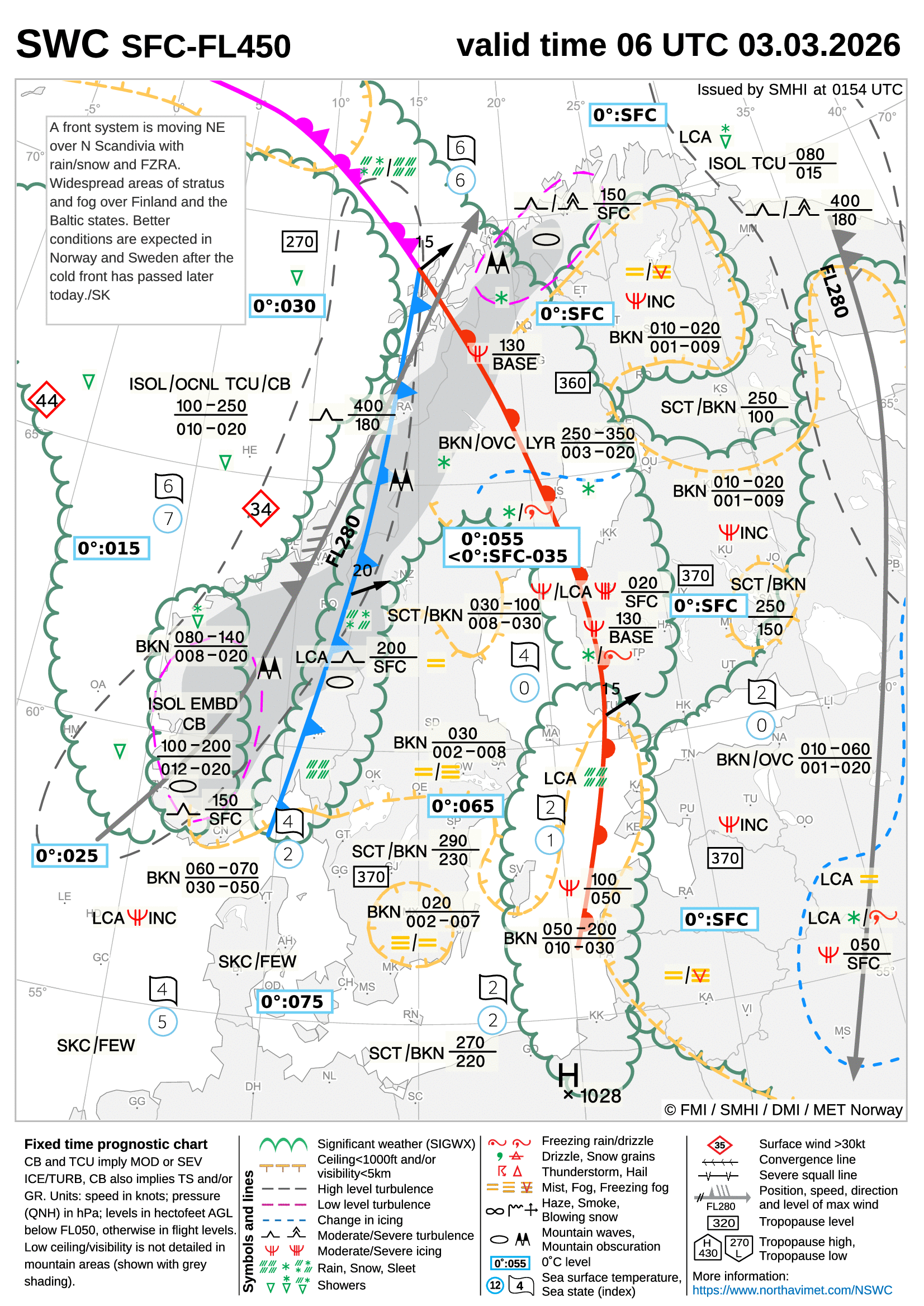 Significant Weather Chart for Scandinavia