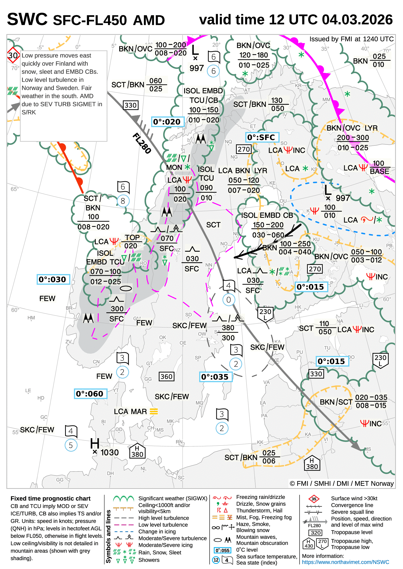 Significant Weather Chart for Scandinavia