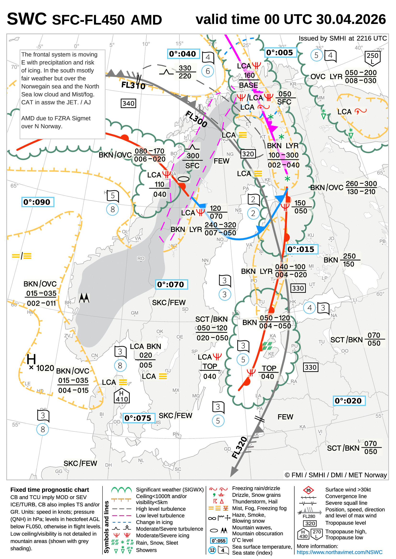 Significant Weather Chart for Scandinavia