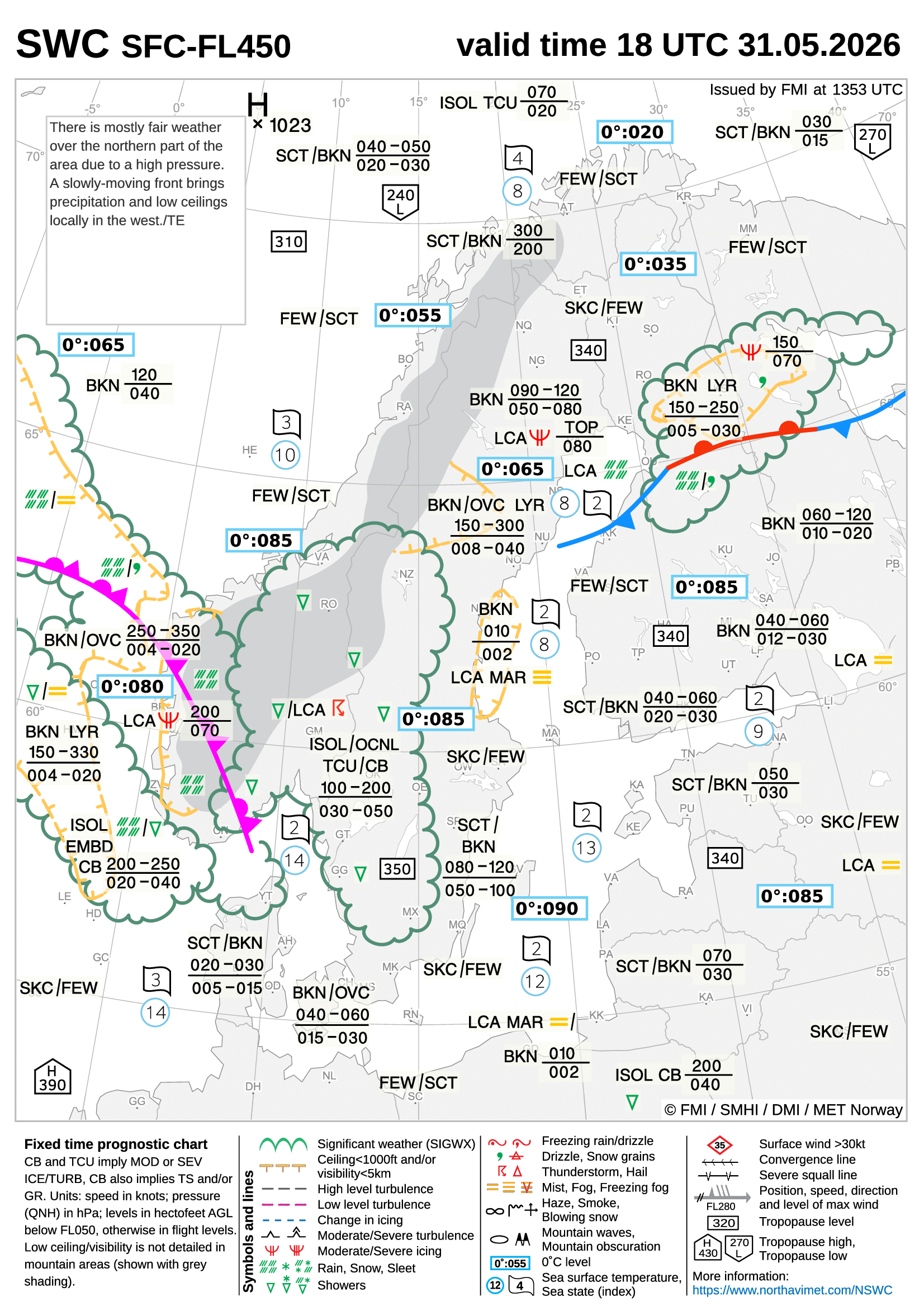 Significant Weather Chart for Scandinavia