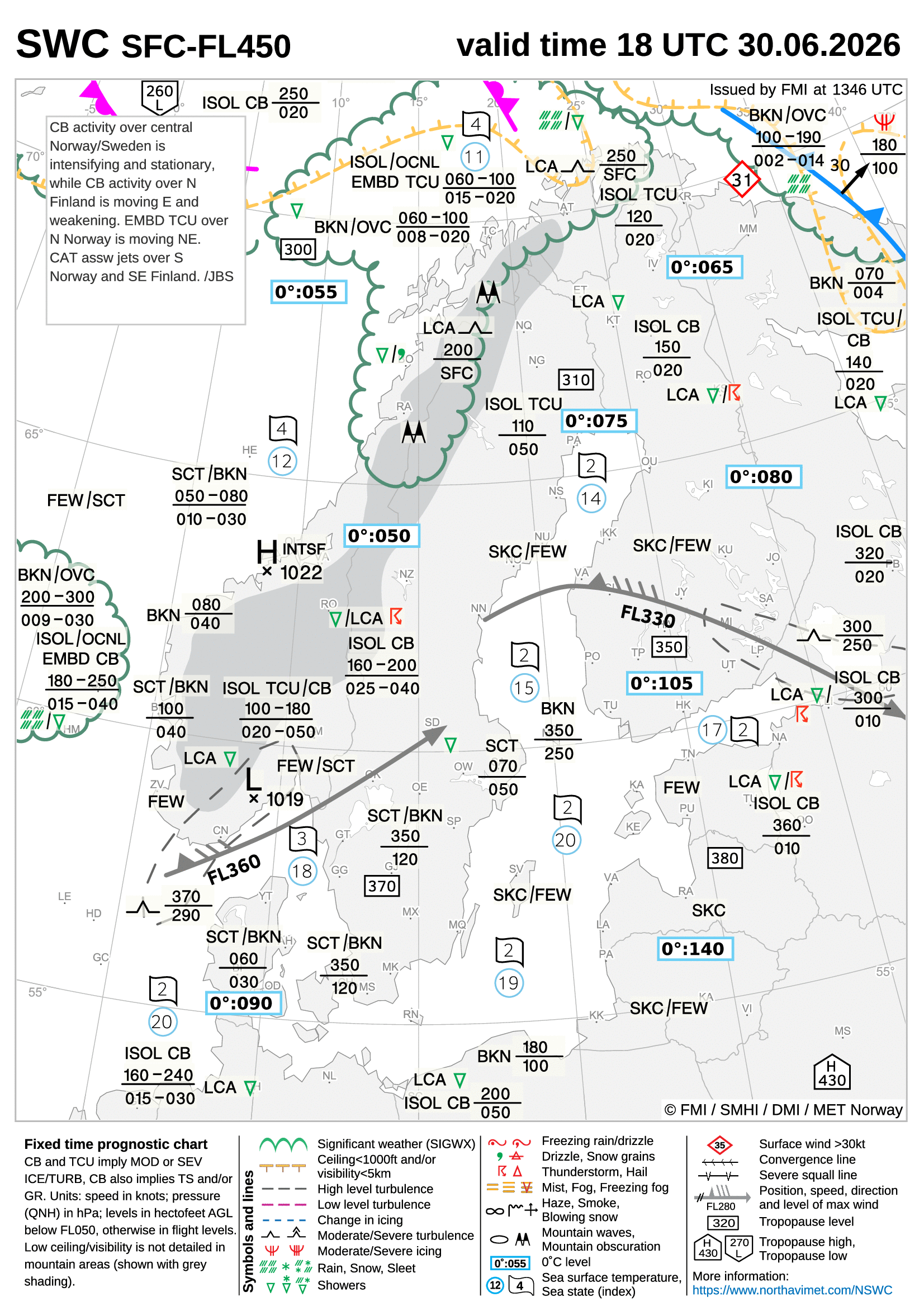 Significant Weather Chart for Scandinavia