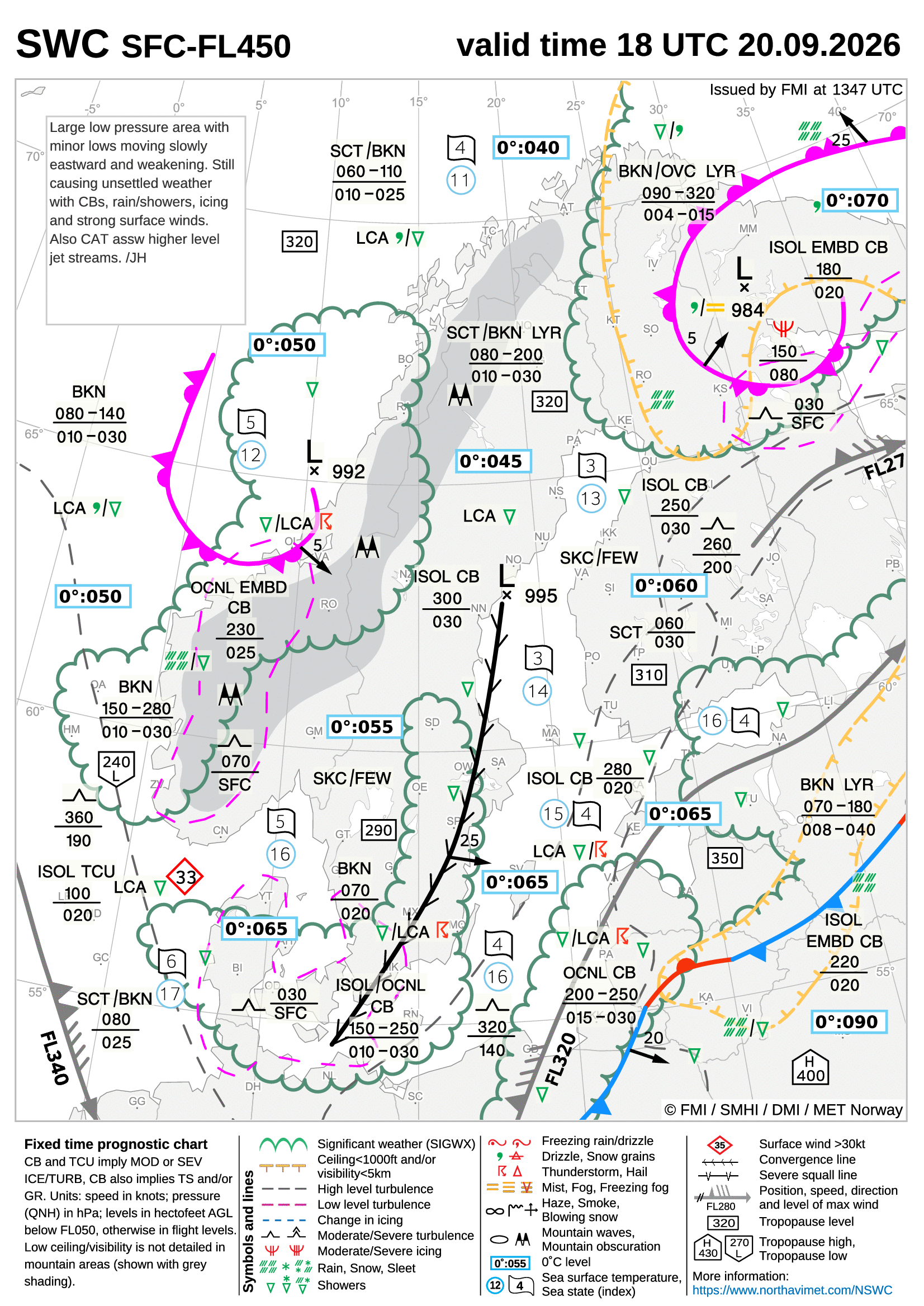 Significant Weather Chart for Scandinavia
